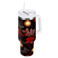 40 oz Insulated Stainless Steel Tumbler Double Wall Stainless Steel Tumbler with 2-Way Drinking Light Bulbs and Maple Leaves QSGM