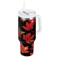 40 oz Insulated Stainless Steel Tumbler Double Wall Stainless Steel Tumbler with 2-Way Drinking Maple Leaves and Fireflies SA1A