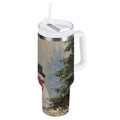 40 oz Insulated Stainless Steel Tumbler Double Wall Stainless Steel Tumbler with 2-Way Drinking Moody Snowman Couple JMD0