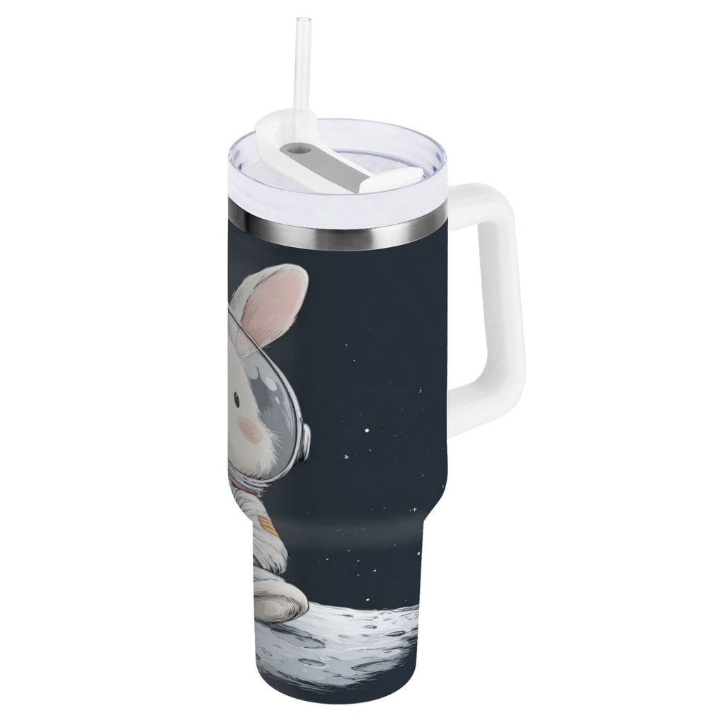 40 oz Insulated Stainless Steel Tumbler Double Wall Stainless Steel Tumbler with 2-Way Drinking Rabbit in A Space MKE4