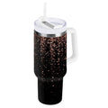40 oz Insulated Stainless Steel Tumbler Double Wall Stainless Steel Tumbler with 2-Way Drinking Rose Gold Glitter Z5NQ