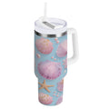 40 oz Insulated Stainless Steel Tumbler Double Wall Stainless Steel Tumbler with 2-Way Drinking Seashells and Pearls Pattern I05D