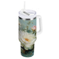 40 oz Insulated Stainless Steel Tumbler Double Wall Stainless Steel Tumbler with 2-Way Drinking Vintage Peonies and Daisies WT8H