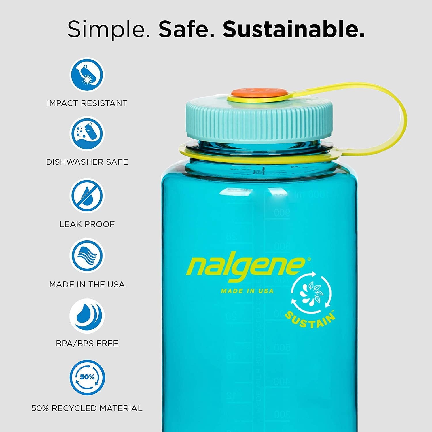 Nalgene Sustain 32 oz. Wide Mouth Water Bottle - Indigo EAHD