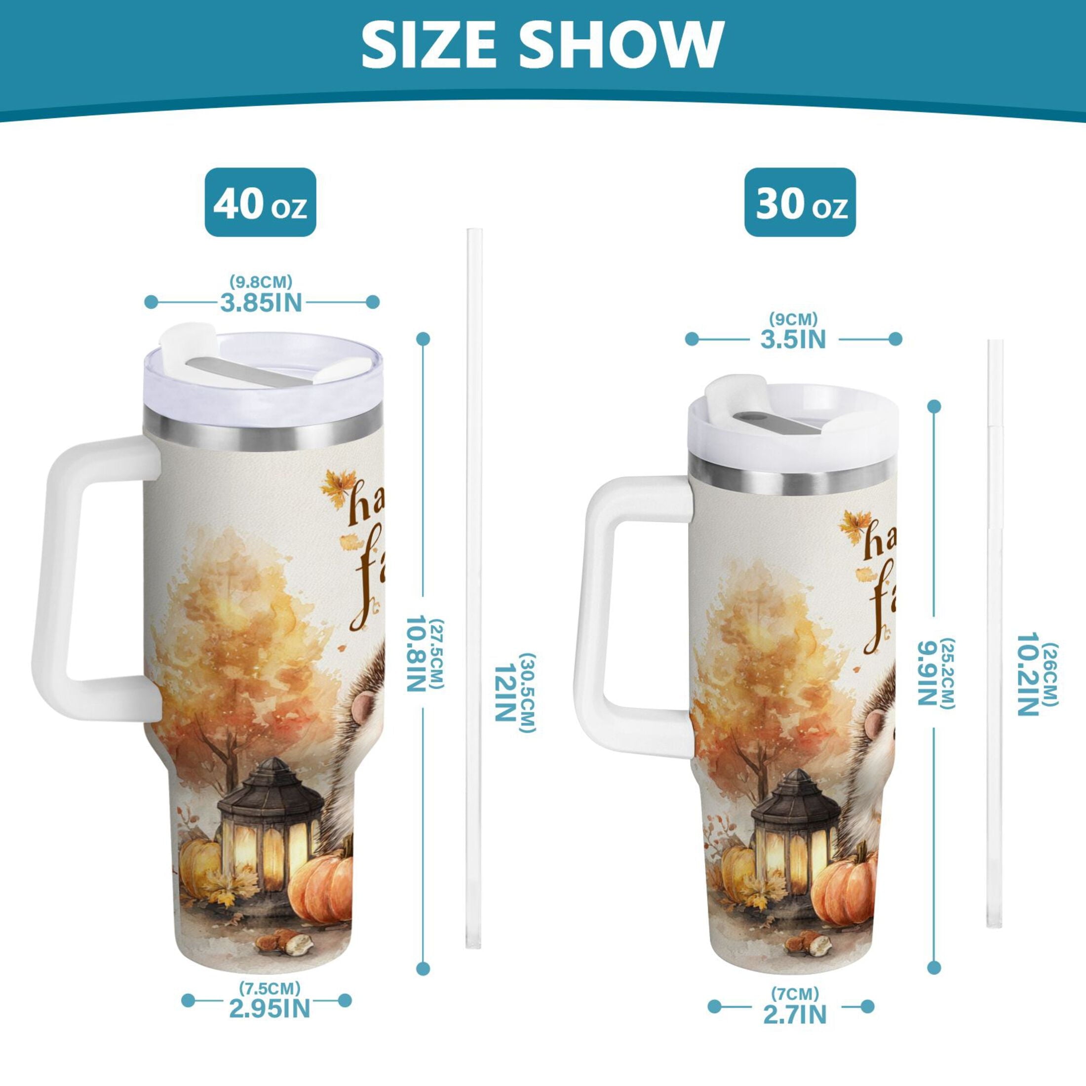 30 oz Insulated Stainless Steel Tumbler Double Wall Stainless Steel Tumbler with 2-Way Drinking Cute Little Hedgehog 9LFP