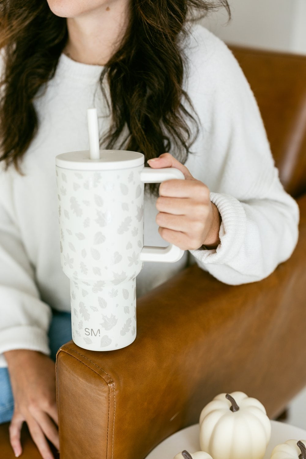 Simple Modern 30 fl oz Insulated Stainless Steel Trek Tumbler with Straw Lid | Seaglass Sage and Cream Checkmate 23VN