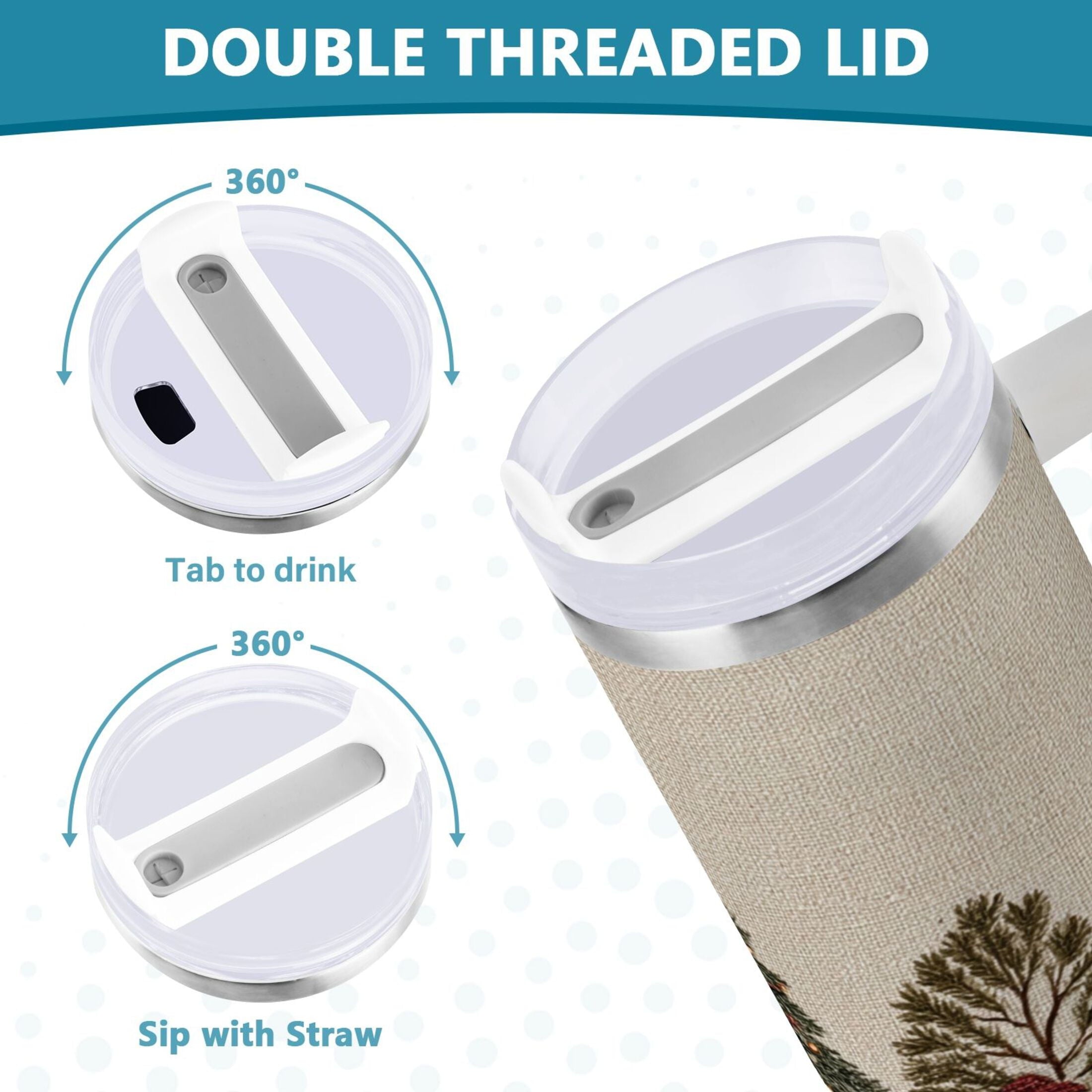 30 oz Insulated Stainless Steel Tumbler Double Wall Stainless Steel Tumbler with 2-Way Drinking Snowmen and Deer in The Forest RBIE
