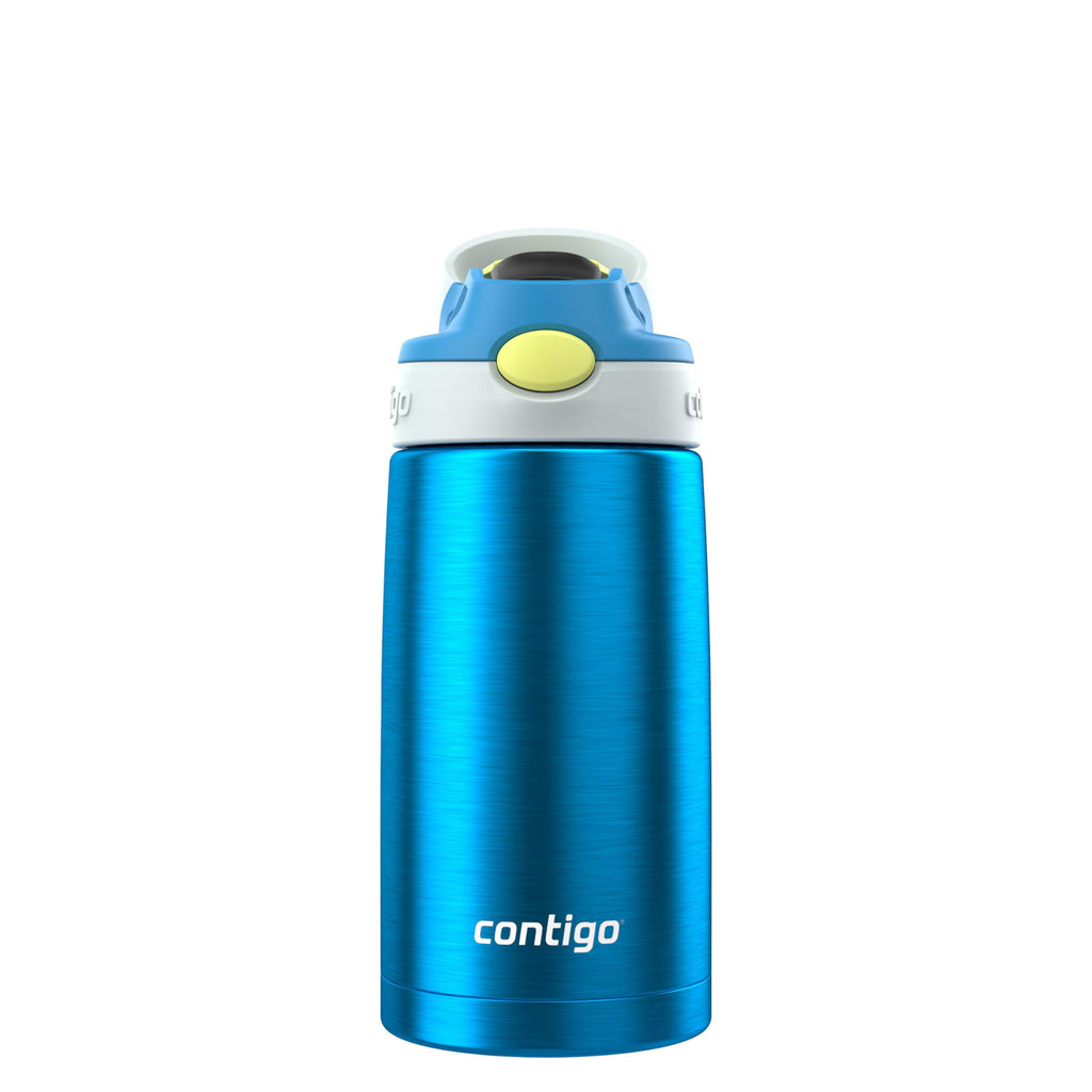 Kids Water Bottle with Straw 13 oz Autospout, Easy Clean Lid, Pop Up Spill Proof Valve, Durable BPA Free Plastic, for School Sports Travel, Blue KUX8