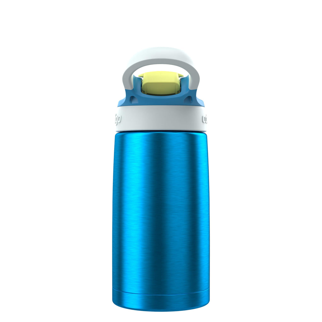 Kids Water Bottle with Straw 13 oz Autospout, Easy Clean Lid, Pop Up Spill Proof Valve, Durable BPA Free Plastic, for School Sports Travel, Blue KUX8