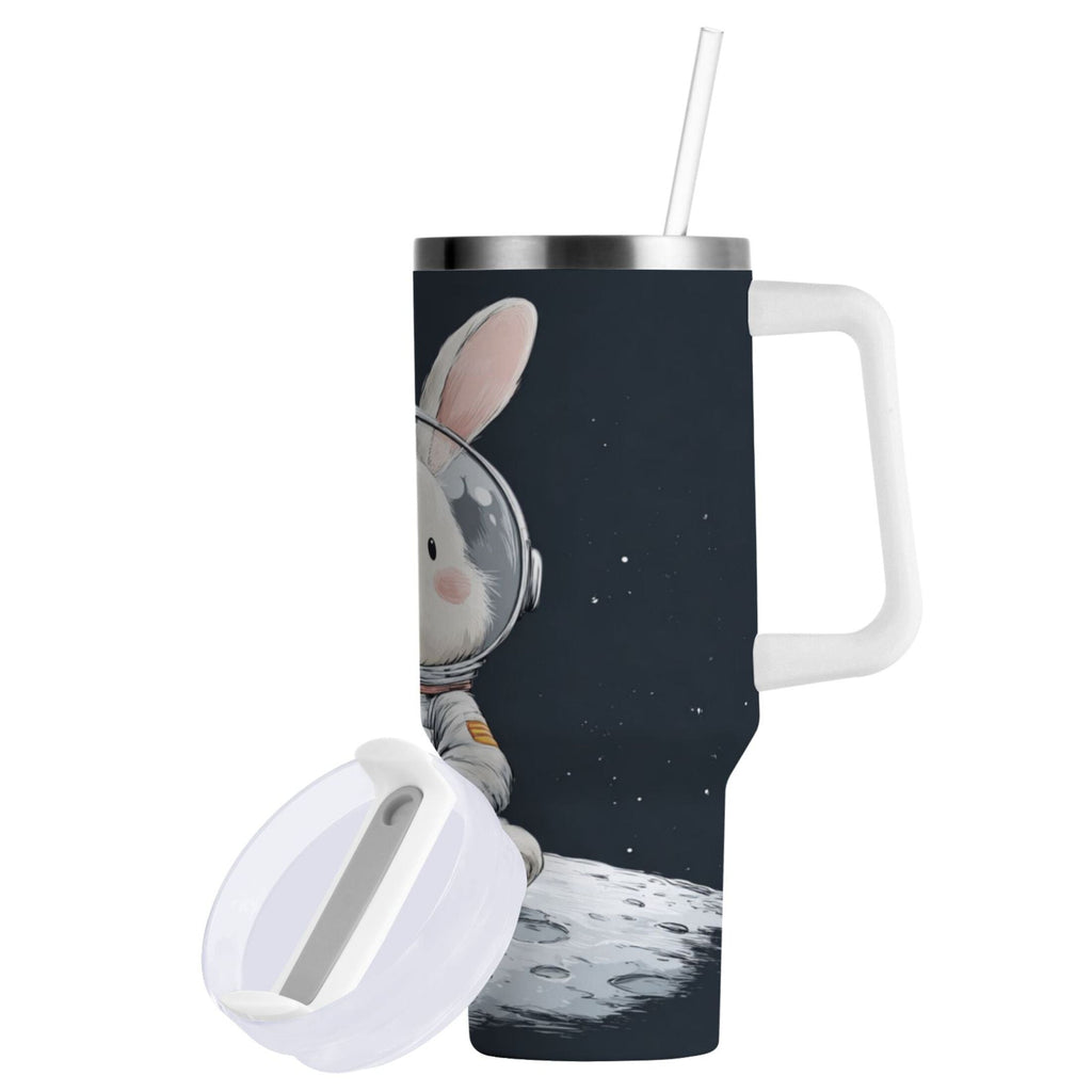 40 oz Insulated Stainless Steel Tumbler Double Wall Stainless Steel Tumbler with 2-Way Drinking Rabbit in A Space MKE4