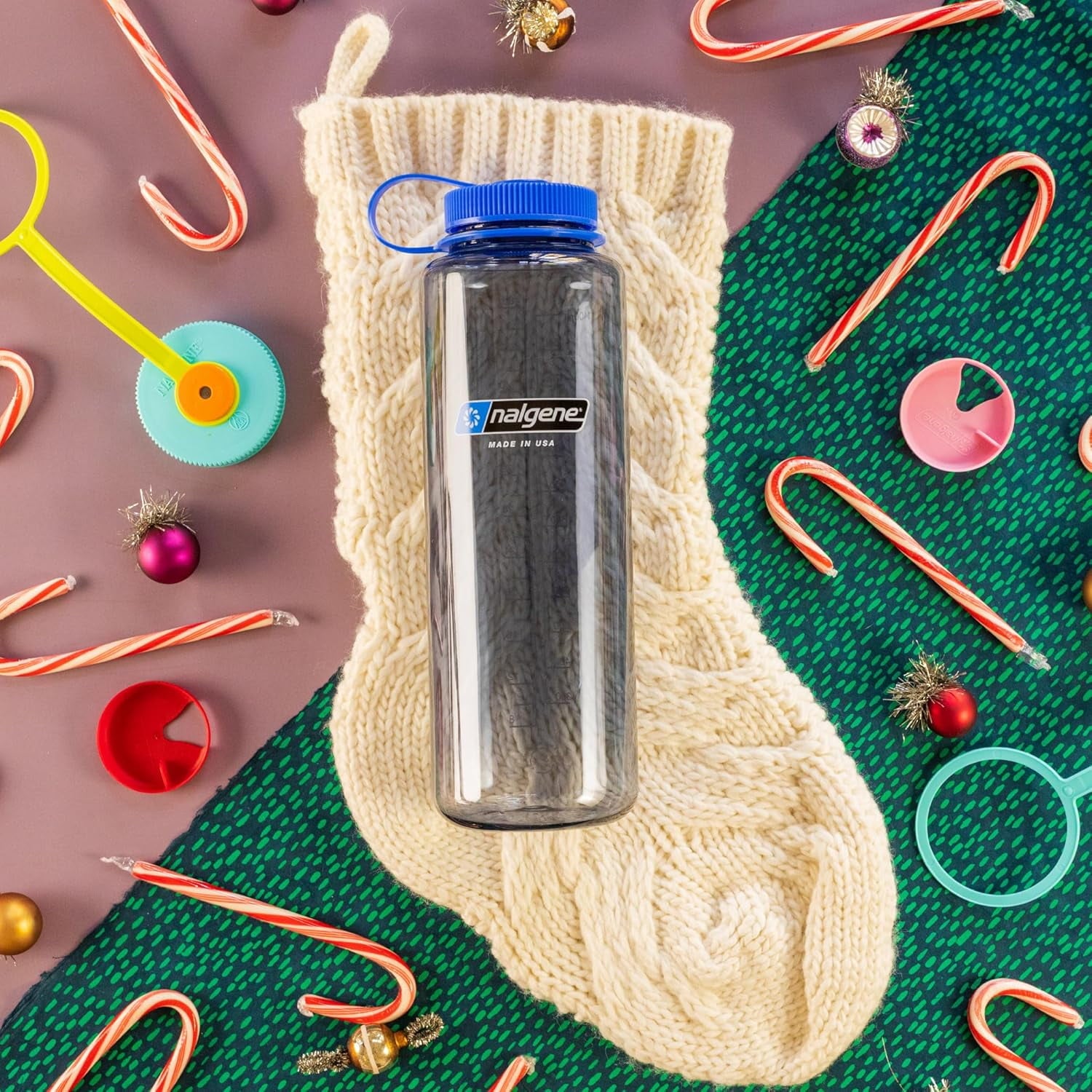 Nalgene Sustain Tritan BPA-Free Water Made with Material Derived from 50% Plastic Waste (using ISCC certified mass balance), 48 OZ, Wide Mouth, Cerulean YB5C