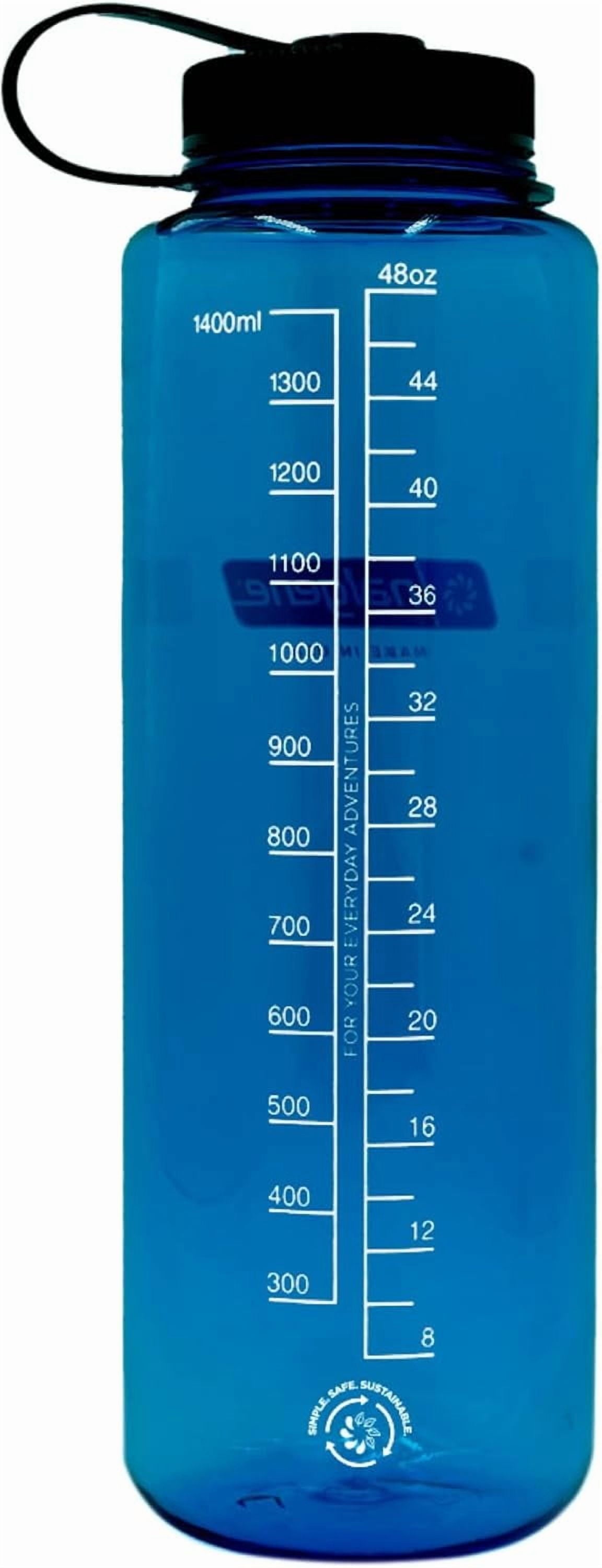 Nalgene Sustain Tritan BPA-Free Water Made with Material Derived from 50% Plastic Waste (using ISCC certified mass balance), 48 OZ, Wide Mouth, Cerulean YB5C