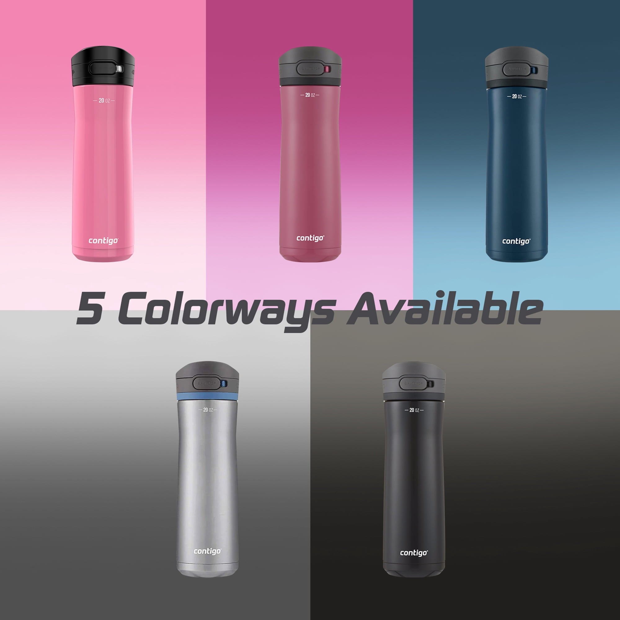 Contigo Jackson Chill 2.0 Stainless Steel Water Bottle with AUTOPOP Lid, 20 Ounces, Azalea HDSU