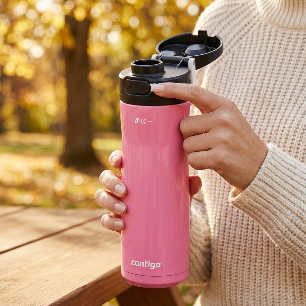 Contigo Jackson Chill 2.0 Stainless Steel Water Bottle with AUTOPOP Lid, 20 Ounces, Azalea HDSU