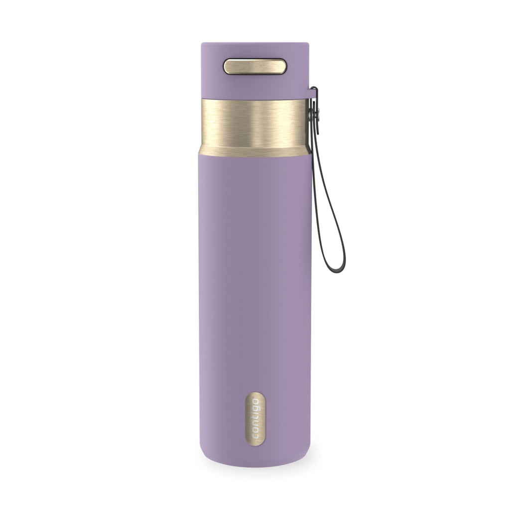 Contigo AutoSeal Leakproof Stainless Steel Reusable Water Bottle Tumbler with Carrying Strap, Cream/Champagne, 24 oz JVD0