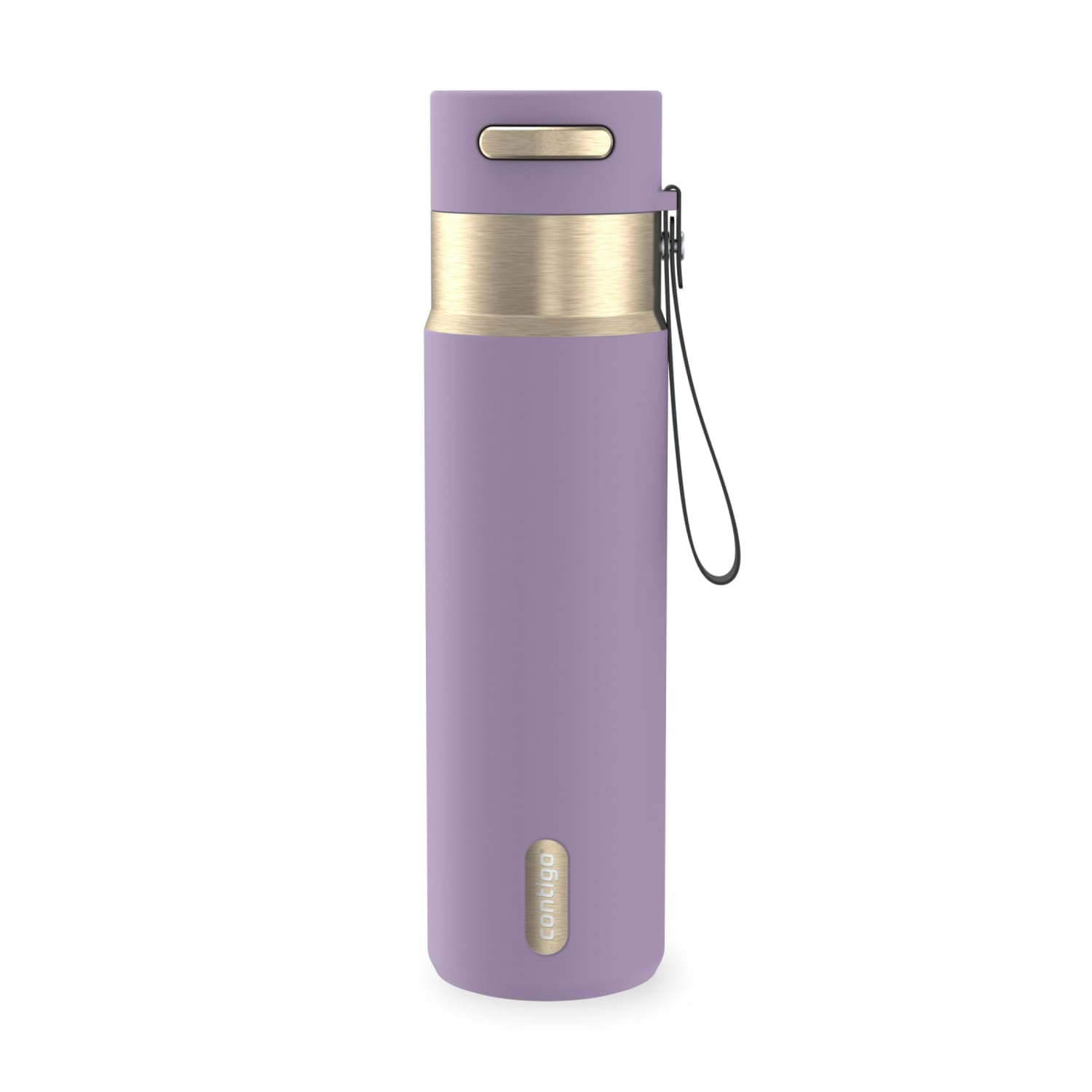 Contigo AutoSeal Leakproof Stainless Steel Reusable Water Bottle Tumbler with Carrying Strap, Cream/Champagne, 24 oz JVD0