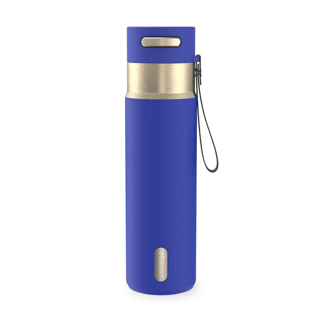 Contigo AutoSeal Leakproof Stainless Steel Reusable Water Bottle Tumbler with Carrying Strap, Cream/Champagne, 24 oz JVD0