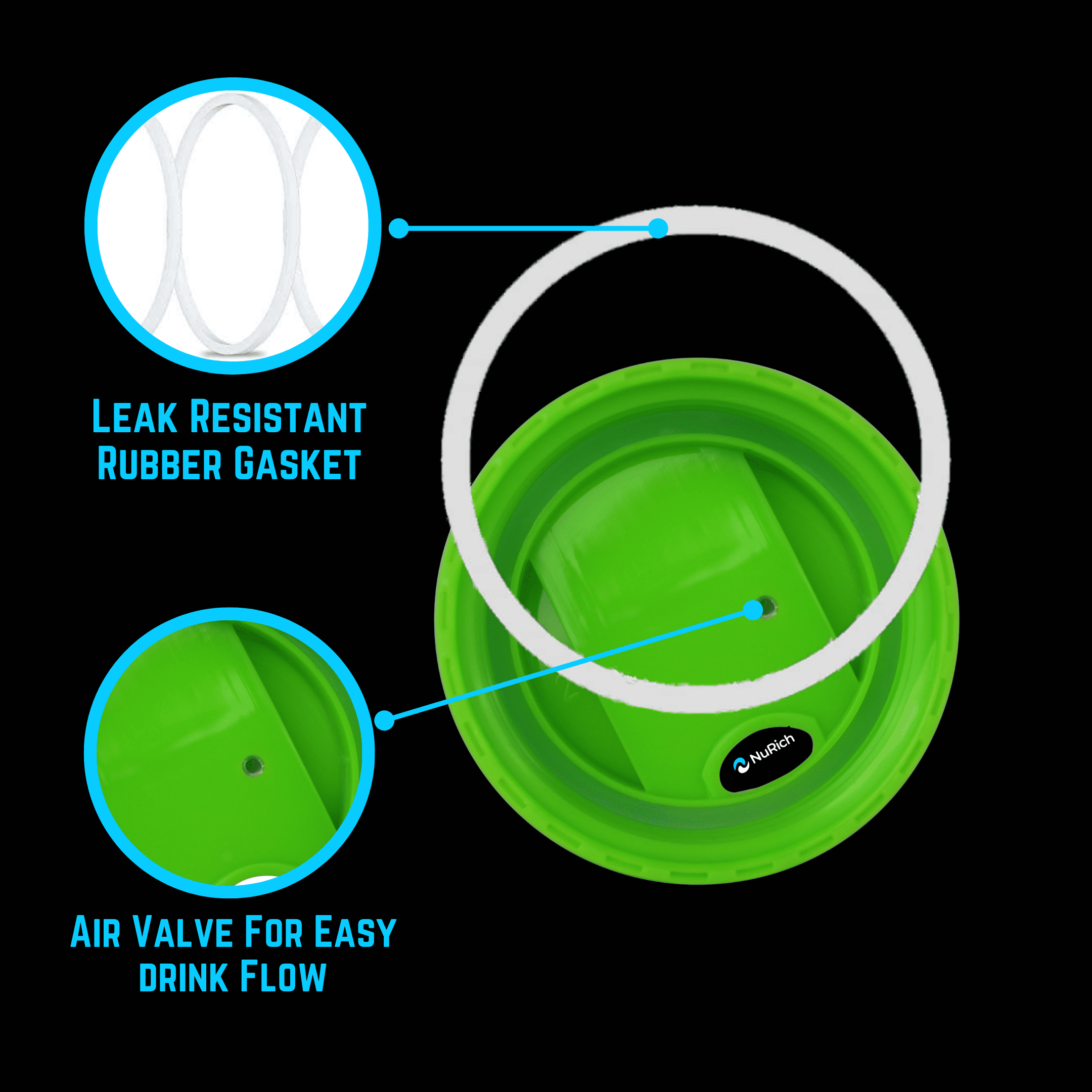 NuRich Hydro Wide Mouth Flip and Sip Replacement Coffee Lid or Cap Accessories Compatible with Hydroflask, Nalgene, and Many More Top Water Bottle Brands Sizes 12 16 18 20 32 40 64 Ounce L6KM