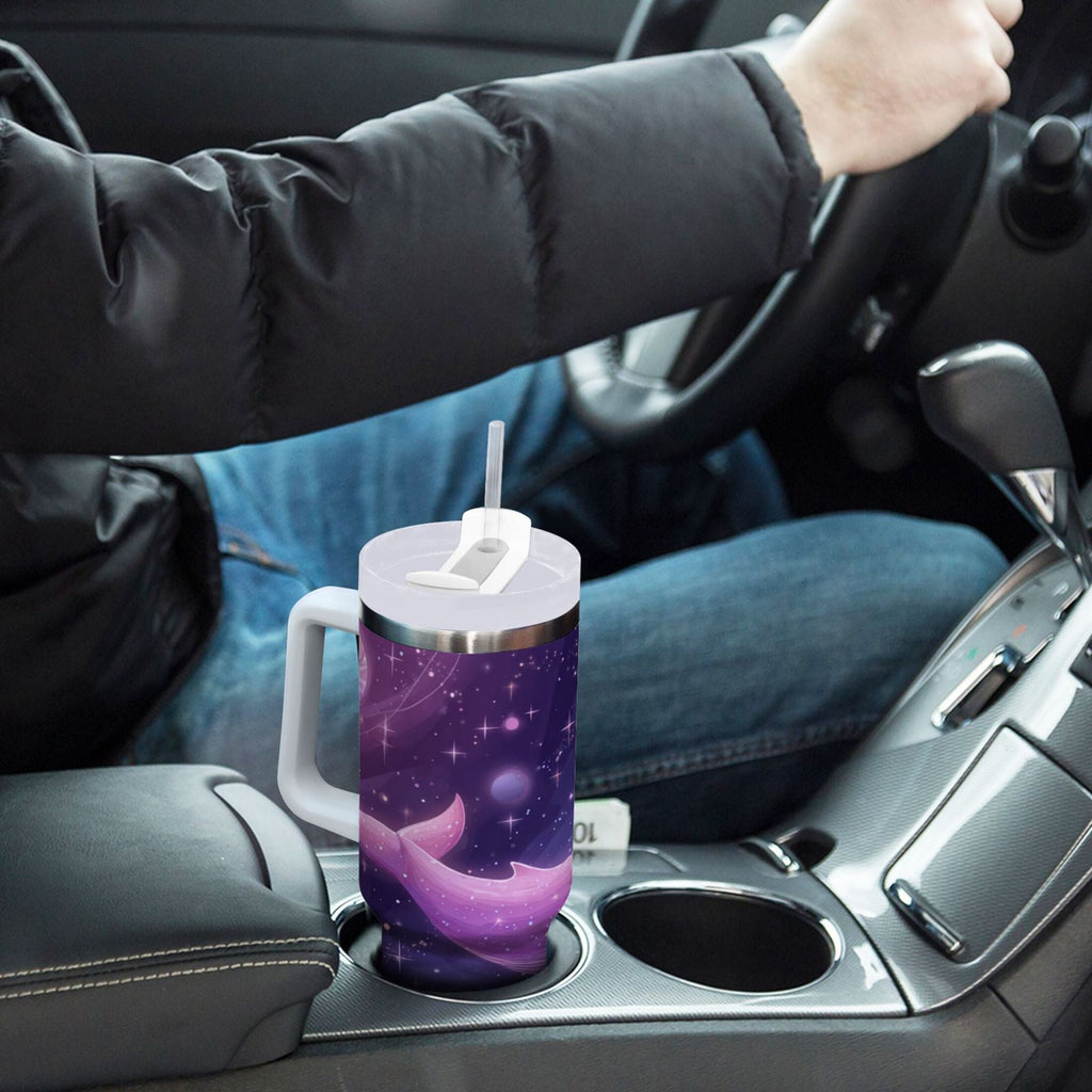 30 oz Insulated Stainless Steel Tumbler Double Wall Stainless Steel Tumbler with 2-Way Drinking Whale in Space 5AZ8