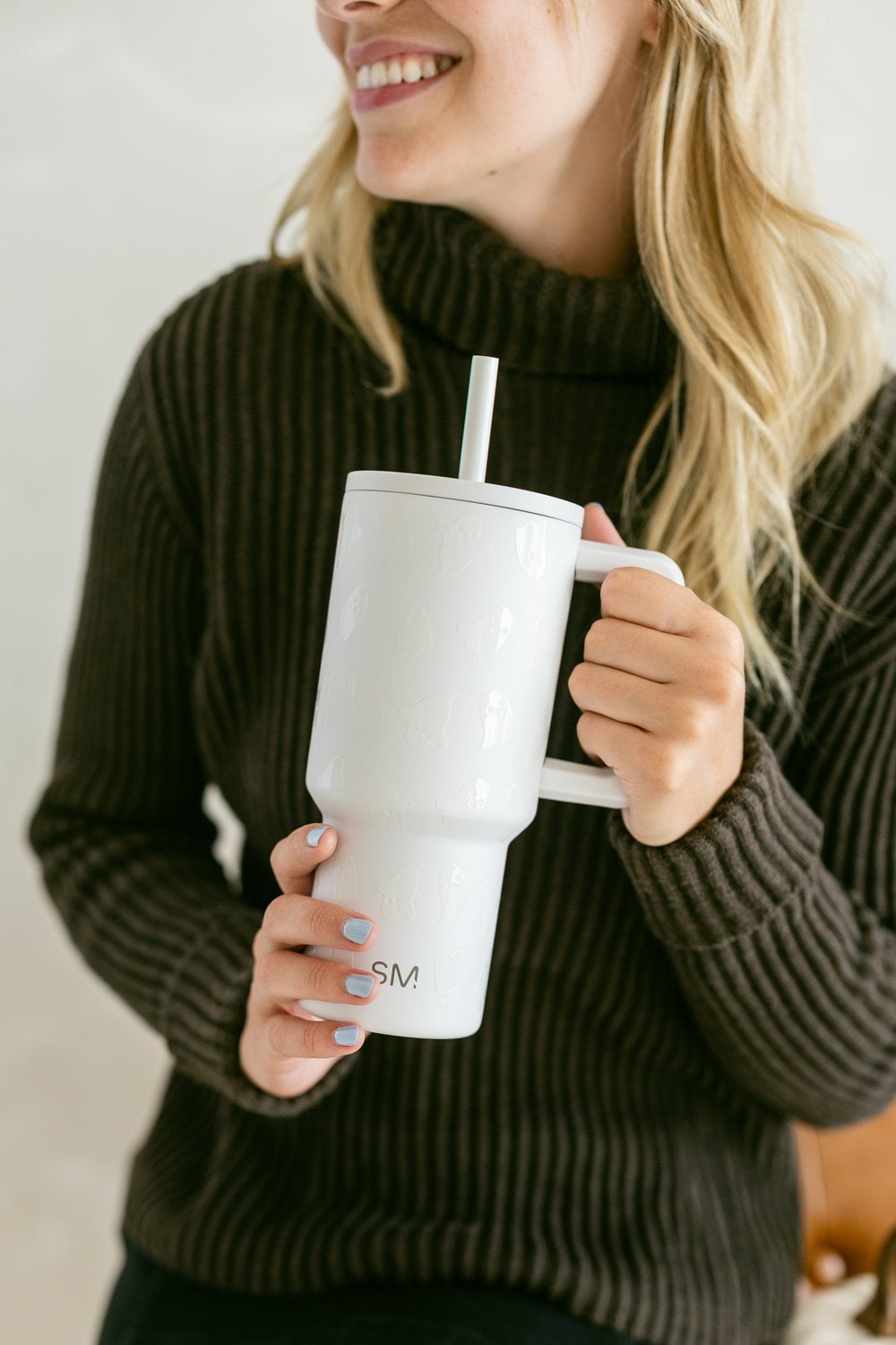 Simple Modern 30 fl oz Insulated Stainless Steel Trek Tumbler with Straw Lid | Seaglass Sage and Cream Checkmate 23VN