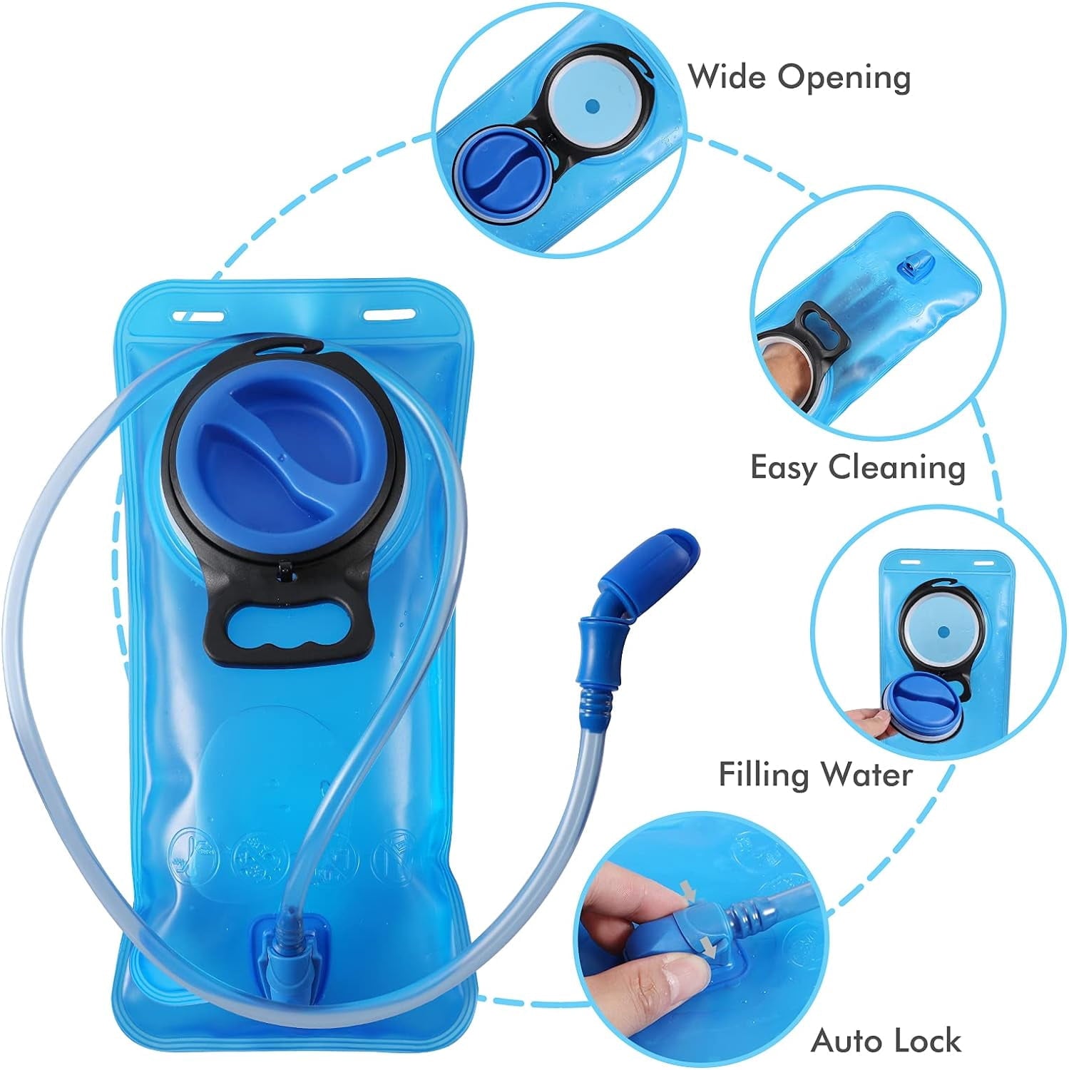 TAGVO Hydration Bladder 2 Liter BPA Free 70oz + Cleaning Brushes Kit, Leakproof Water Bladder Travel Reservoir Hydration Bag, Easy Cleaning by 3 Brushes and Air Drying by Collapsible Frame GVMQ
