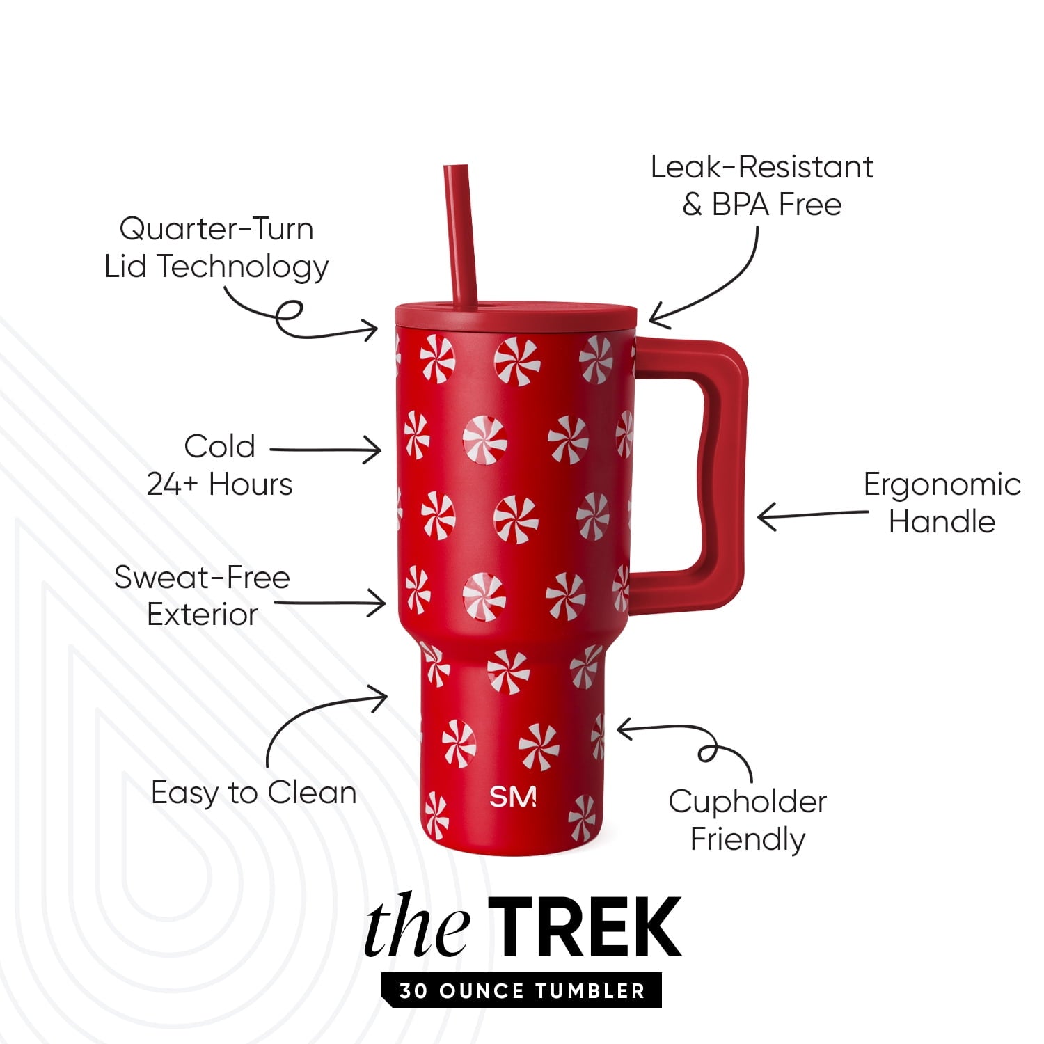 Simple Modern 30 fl oz Insulated Stainless Steel Trek Tumbler with Straw Lid | Seaglass Sage and Cream Checkmate 23VN