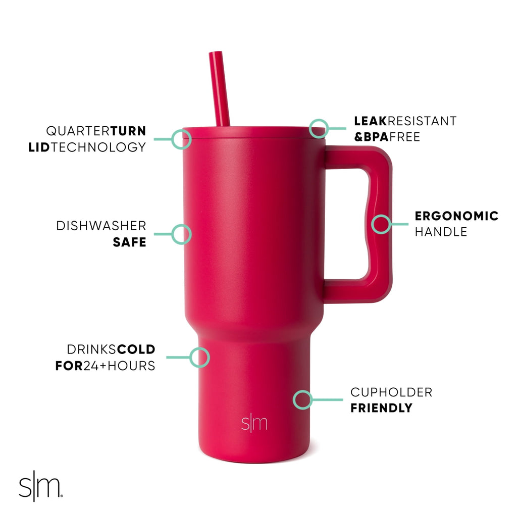 Simple Modern 30 fl oz Insulated Stainless Steel Trek Tumbler with Straw Lid | Seaglass Sage and Cream Checkmate 23VN