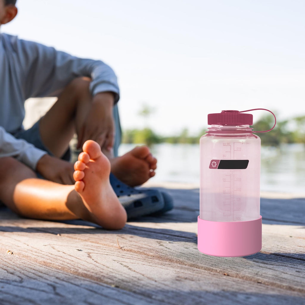 Linkidea 2 Pack Water Bottle Boot Compatible with Nalgene Sustain Wide Mouth 32oz/48oz, Narrow Mouth 32oz, Silicone Anti-Slip Bottle Bottom Bumper Protector (Light Pink) GESS
