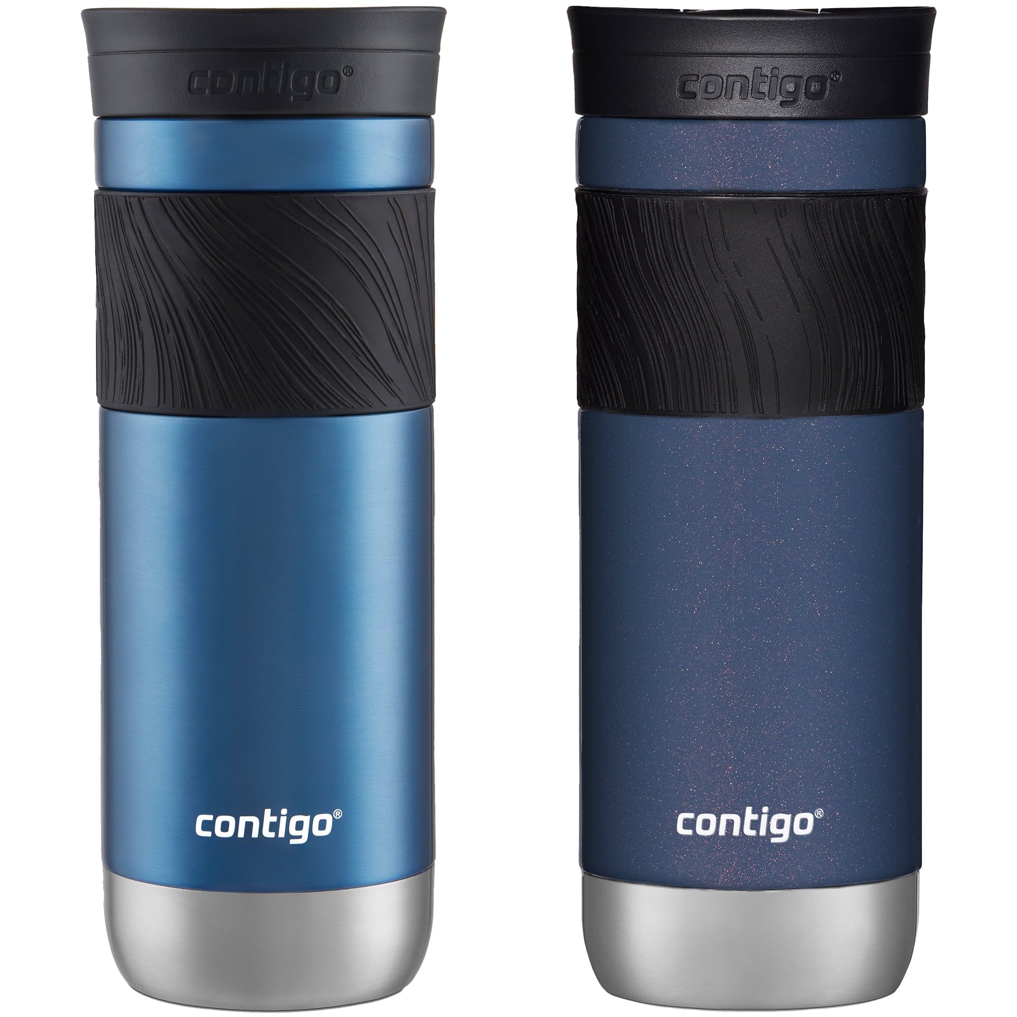Contigo SNAPSEAL Insulated Stainless Steel Travel Mug with Grip, 20 oz, Blue Corn &amp; Midnight Berry, 2-Pack YR9H