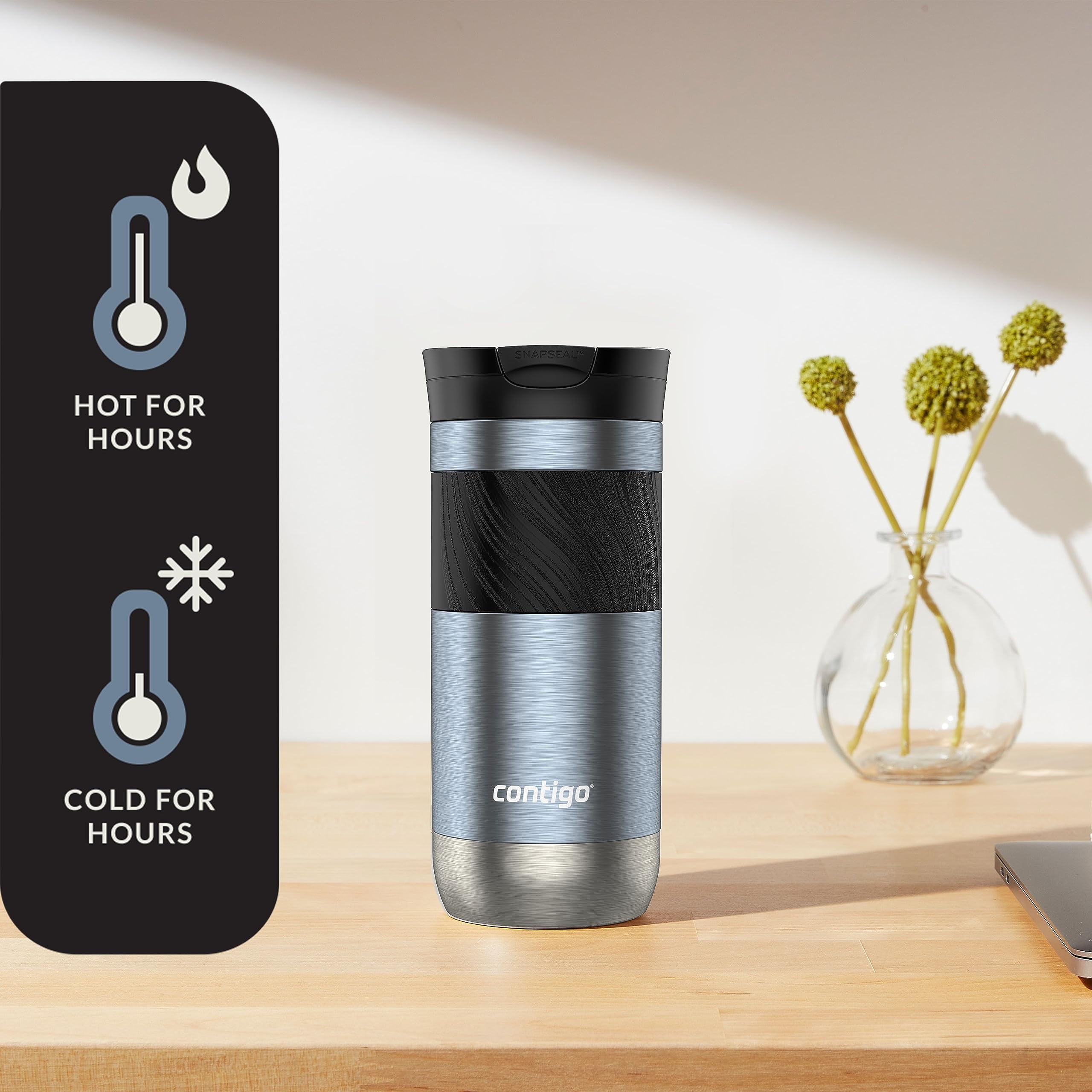 Contigo Byron 2.0 Stainless Steel Travel Mug with SNAPSEAL Lid and Grip, 16oz. P1RM