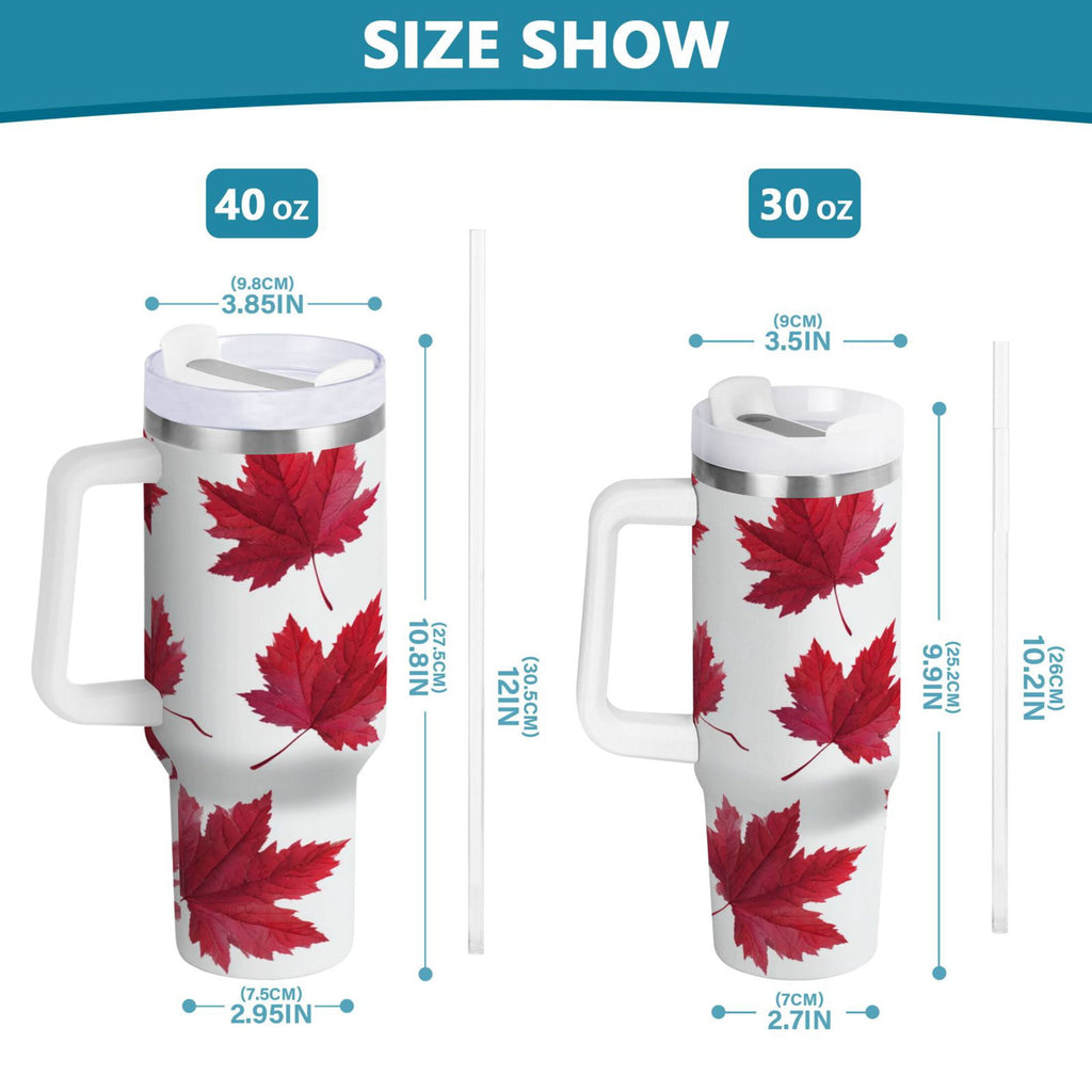 30 oz Insulated Stainless Steel Tumbler Double Wall Stainless Steel Tumbler with 2-Way Drinking Red Maple Leaves 9O8M
