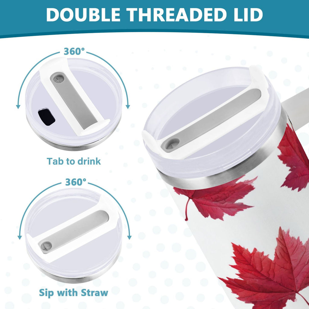 30 oz Insulated Stainless Steel Tumbler Double Wall Stainless Steel Tumbler with 2-Way Drinking Red Maple Leaves 9O8M