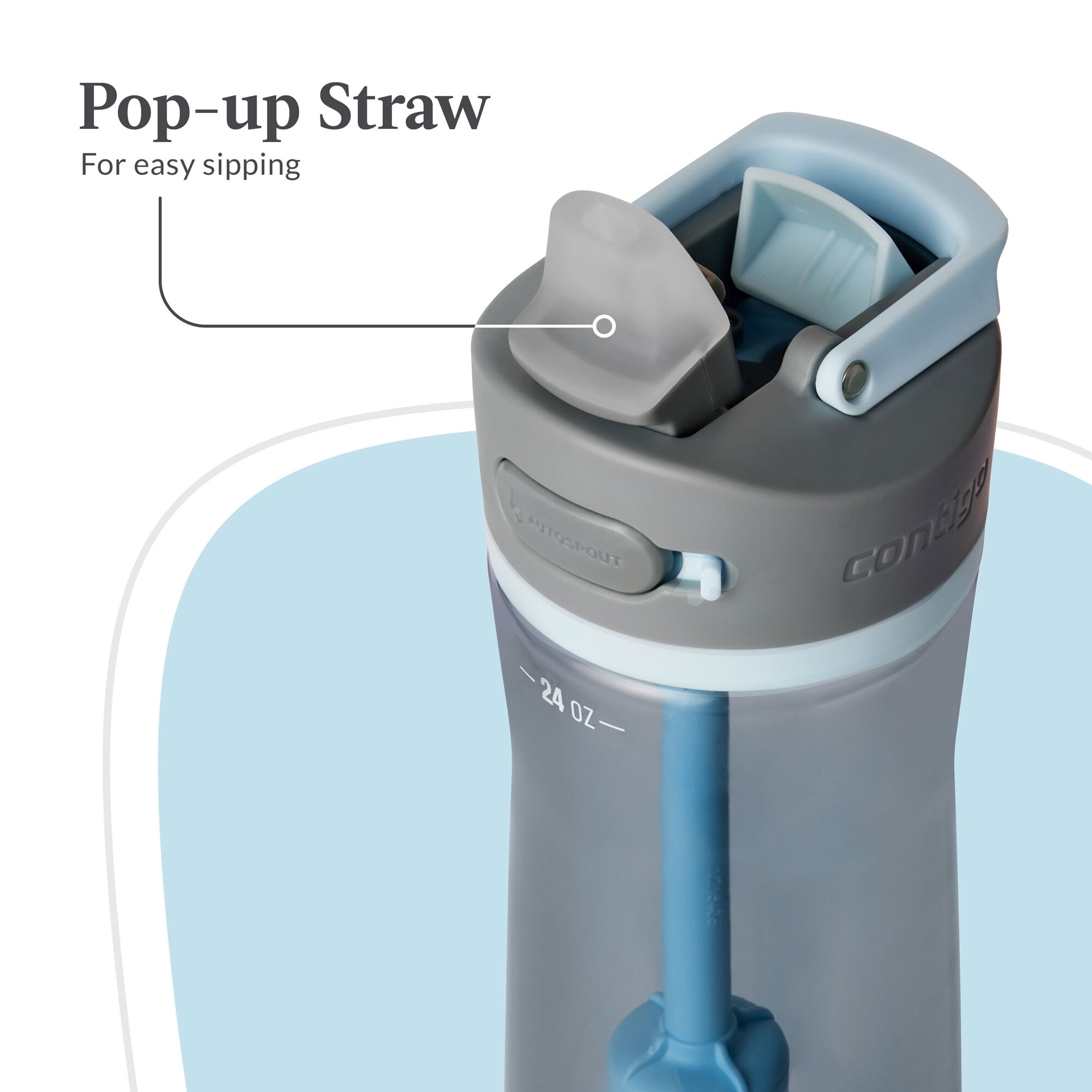 Contigo® Wells Plastic Filter Water Bottle with AUTOSPOUT® Straw Lid, 24 Oz., Dark Ice Q5SQ