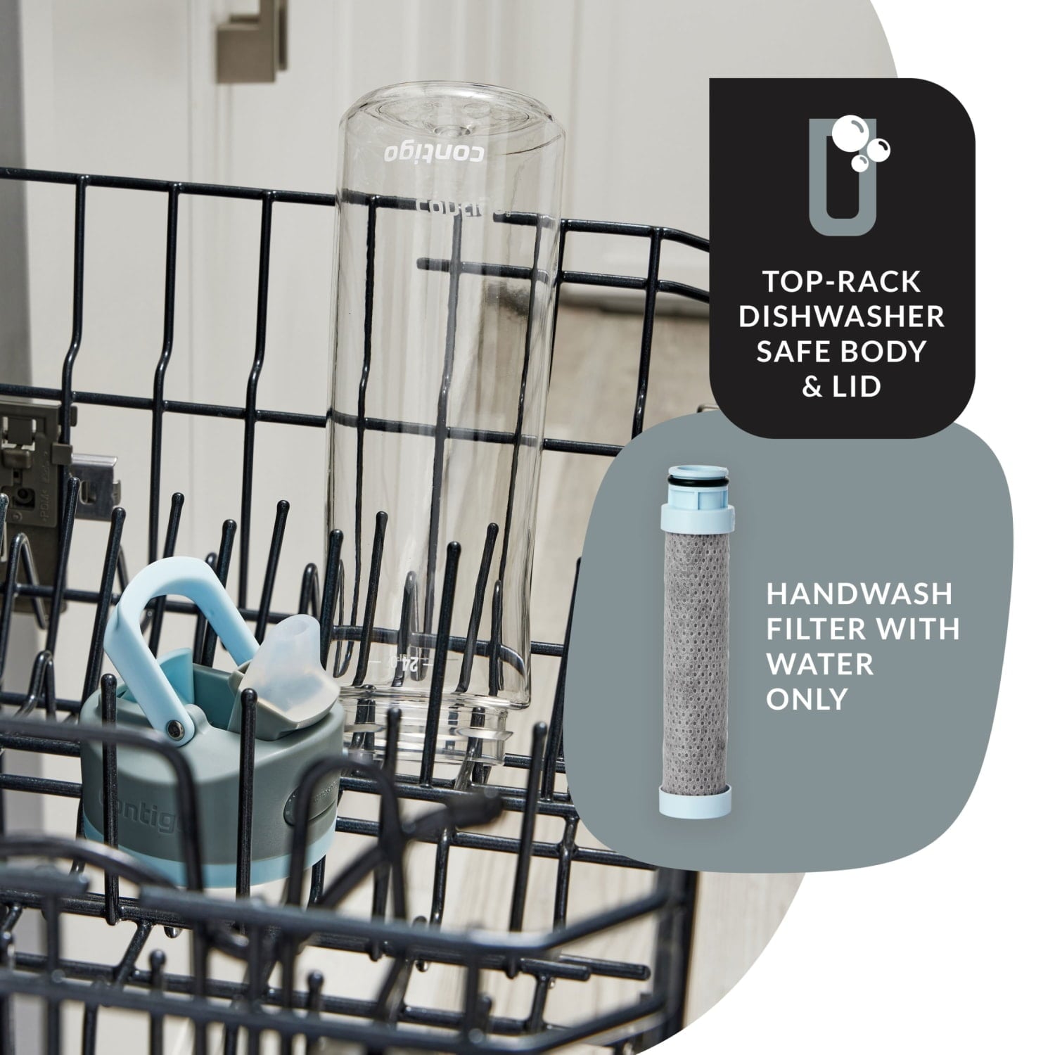 Contigo 24 oz. Wells Plastic Filter Water Bottle - Salt T7QE