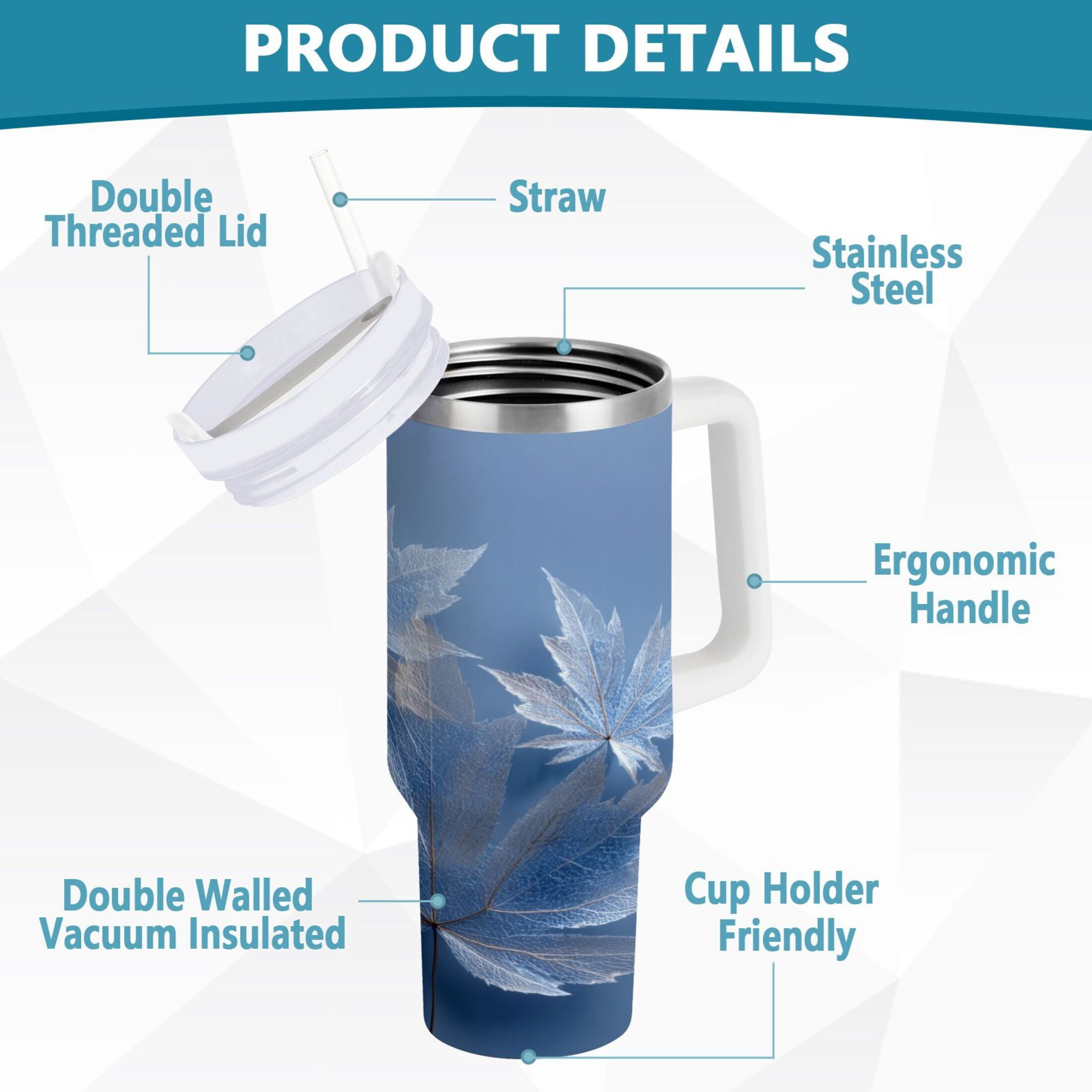 30 oz Insulated Stainless Steel Tumbler Double Wall Stainless Steel Tumbler with 2-Way Drinking Glass Mapleleaves UQIV