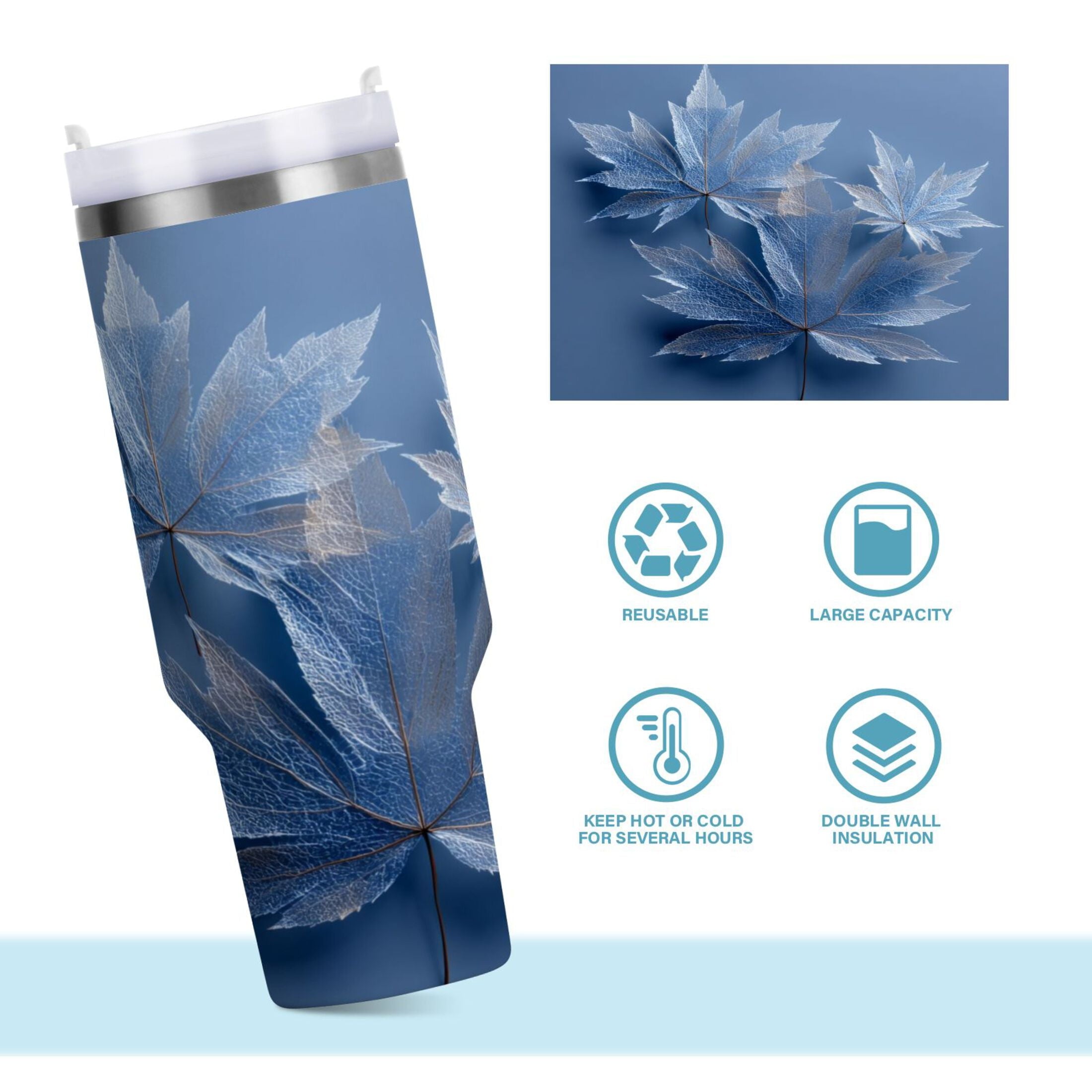 30 oz Insulated Stainless Steel Tumbler Double Wall Stainless Steel Tumbler with 2-Way Drinking Glass Mapleleaves UQIV