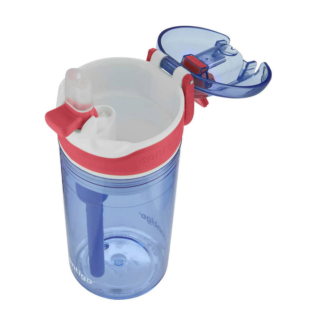 Contigo Kids 2-in-1 Snack Hero Tumbler Featuring 4oz Snack Holder Stacked on Top of 13oz Water Bottle - BPA Free, Durable Tritan w/Flexible Carry Handle &amp; Spill-Proof Valve, Purple &amp; Pink – 2 Pack 4PFY