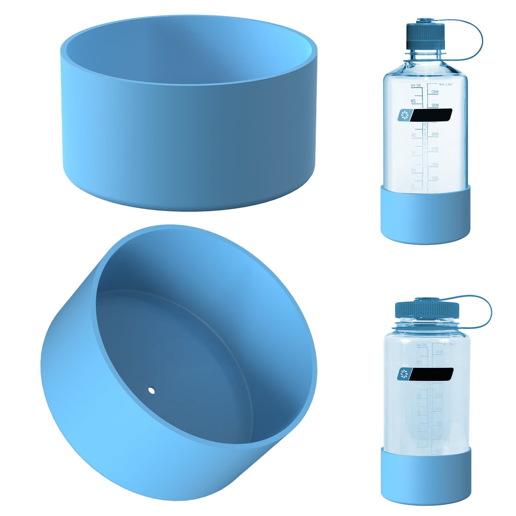 Linkidea 2 Pack Water Bottle Boot Compatible with Nalgene Sustain Wide Mouth 32oz/48oz, Narrow Mouth 32oz, Silicone Anti-Slip Bottle Bottom Bumper Protector (Blue) 37KU