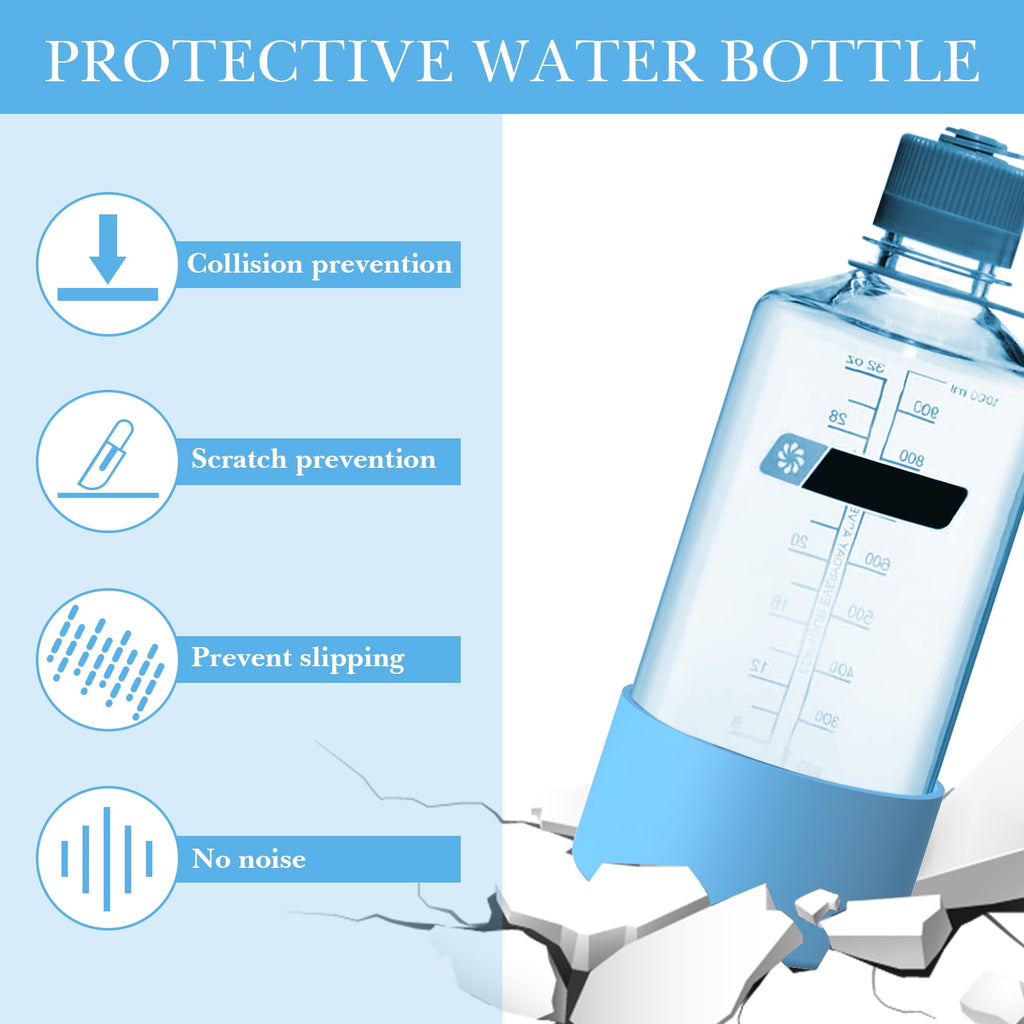 Linkidea 2 Pack Water Bottle Boot Compatible with Nalgene Sustain Wide Mouth 32oz/48oz, Narrow Mouth 32oz, Silicone Anti-Slip Bottle Bottom Bumper Protector (Blue) 37KU