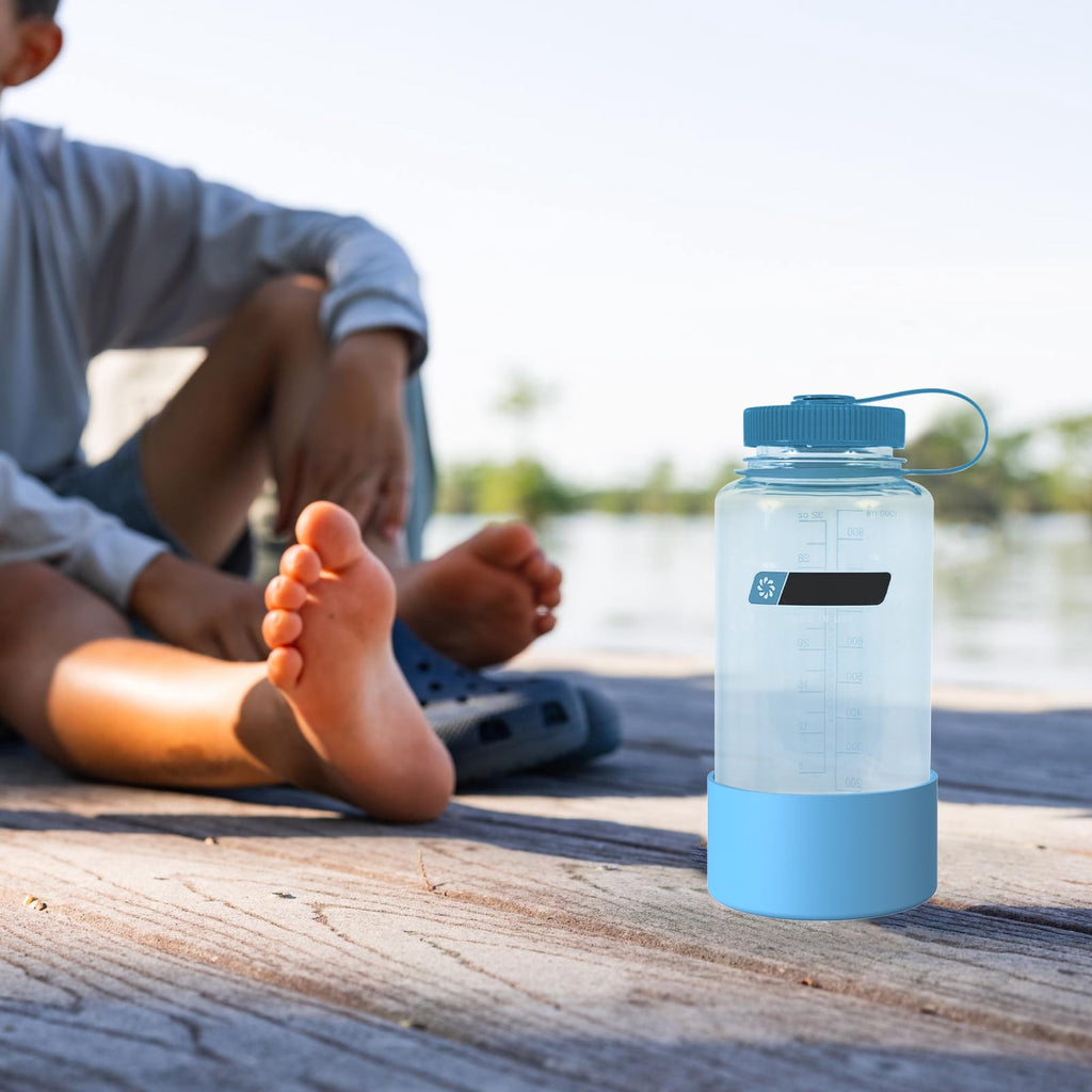 Linkidea 2 Pack Water Bottle Boot Compatible with Nalgene Sustain Wide Mouth 32oz/48oz, Narrow Mouth 32oz, Silicone Anti-Slip Bottle Bottom Bumper Protector (Blue) 37KU