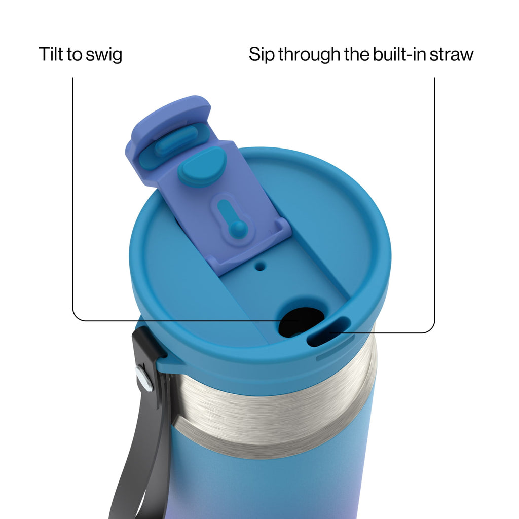Contigo DualSip 16 oz Compact Leakproof Insulated Water Bottle with 2-Way Lid 3W53