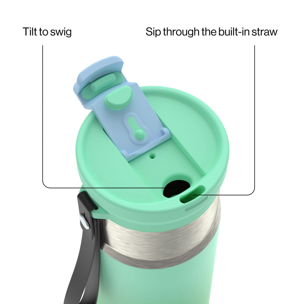 Contigo DualSip 16 oz Compact Leakproof Insulated Water Bottle with 2-Way Lid 3W53