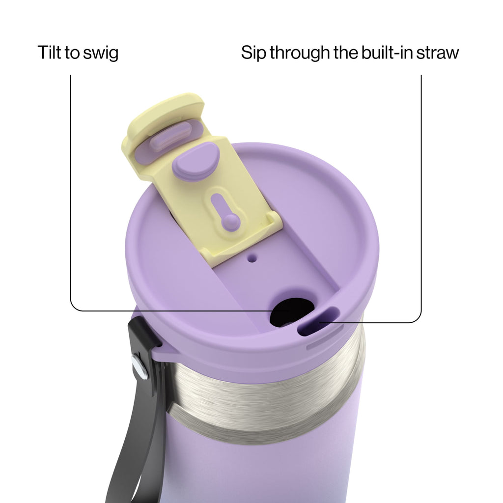 Contigo DualSip 16 oz Compact Leakproof Insulated Water Bottle with 2-Way Lid 3W53