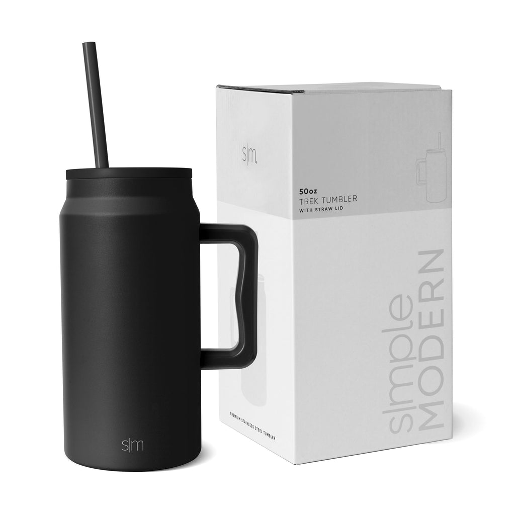 Simple Modern 50 fl oz Insulated Stainless Steel Trek Tumbler with Straw Lid | Midnight Black VF67