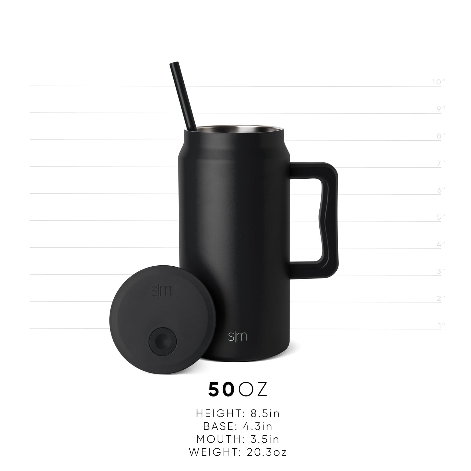 Simple Modern 50 fl oz Insulated Stainless Steel Trek Tumbler with Straw Lid | Midnight Black VF67