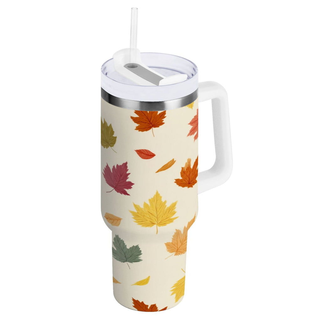 40 oz Insulated Stainless Steel Tumbler Double Wall Stainless Steel Tumbler with 2-Way Drinking Colorful Autumn Leaves Pattern ETI5