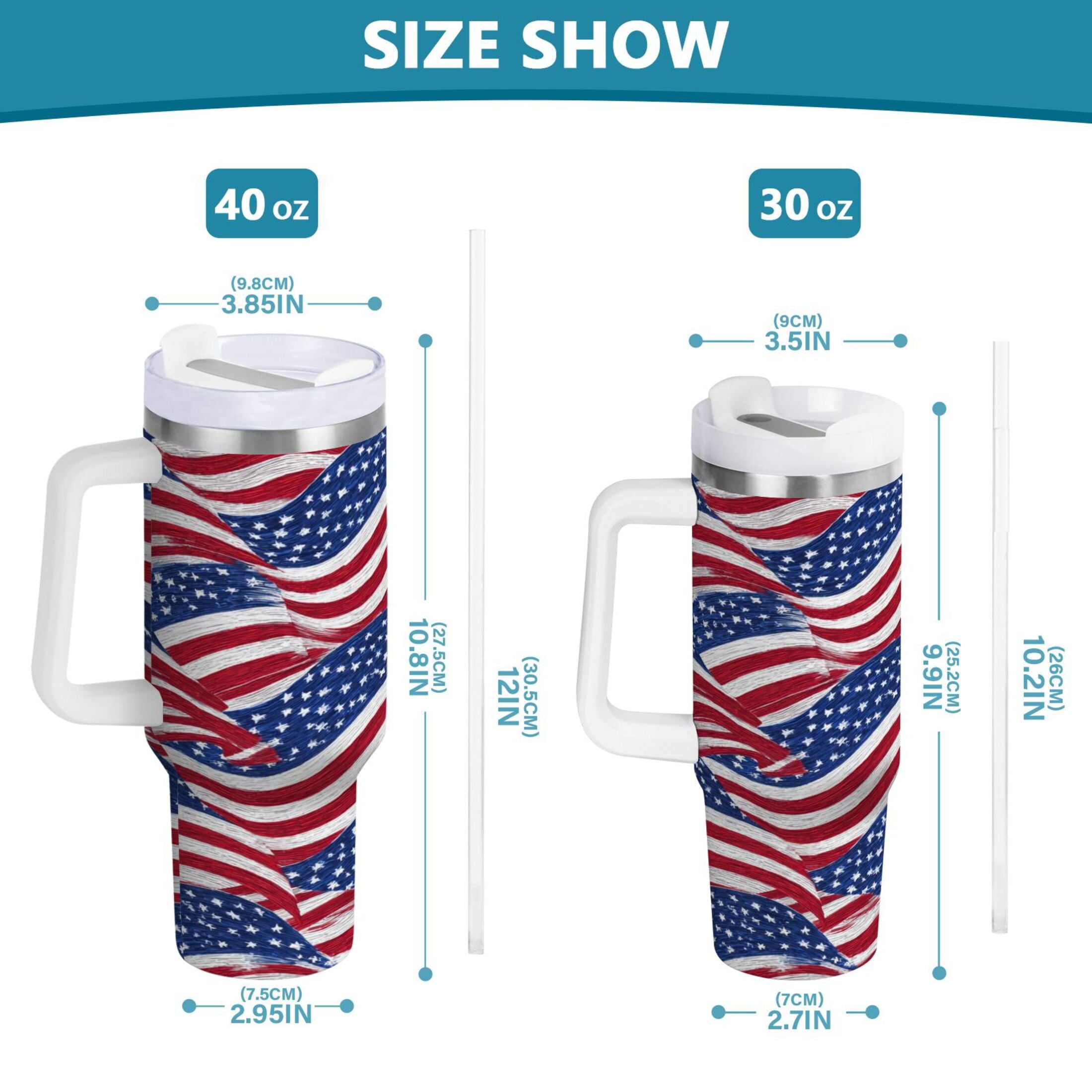 30 oz Insulated Stainless Steel Tumbler Double Wall Stainless Steel Tumbler with 2-Way Drinking Flags Wave Pattern F7EY