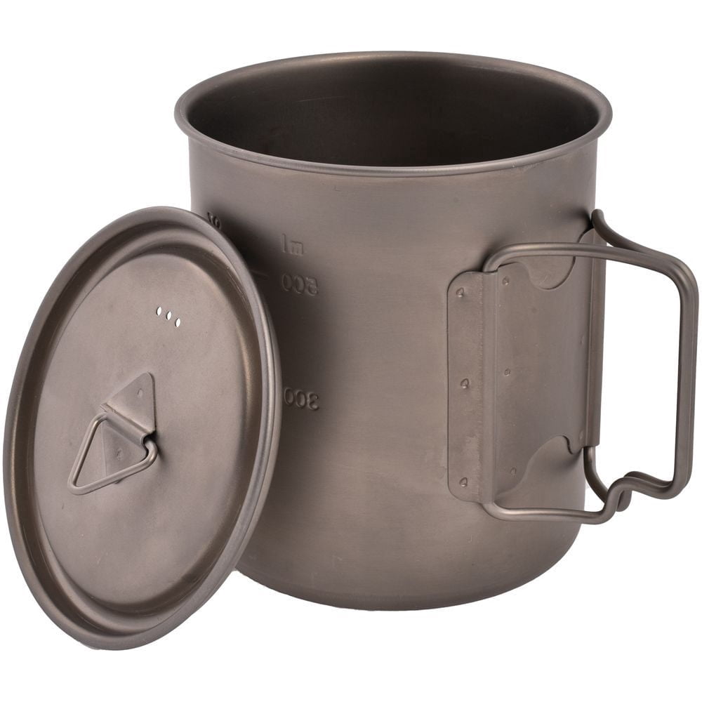 Olicamp Titanium Space Saver Mug with Lid, Nests Nalgene Bottle Inside, Lightweight and Compact, Perfect for Camping and Backpacking, 750mL 6U7K