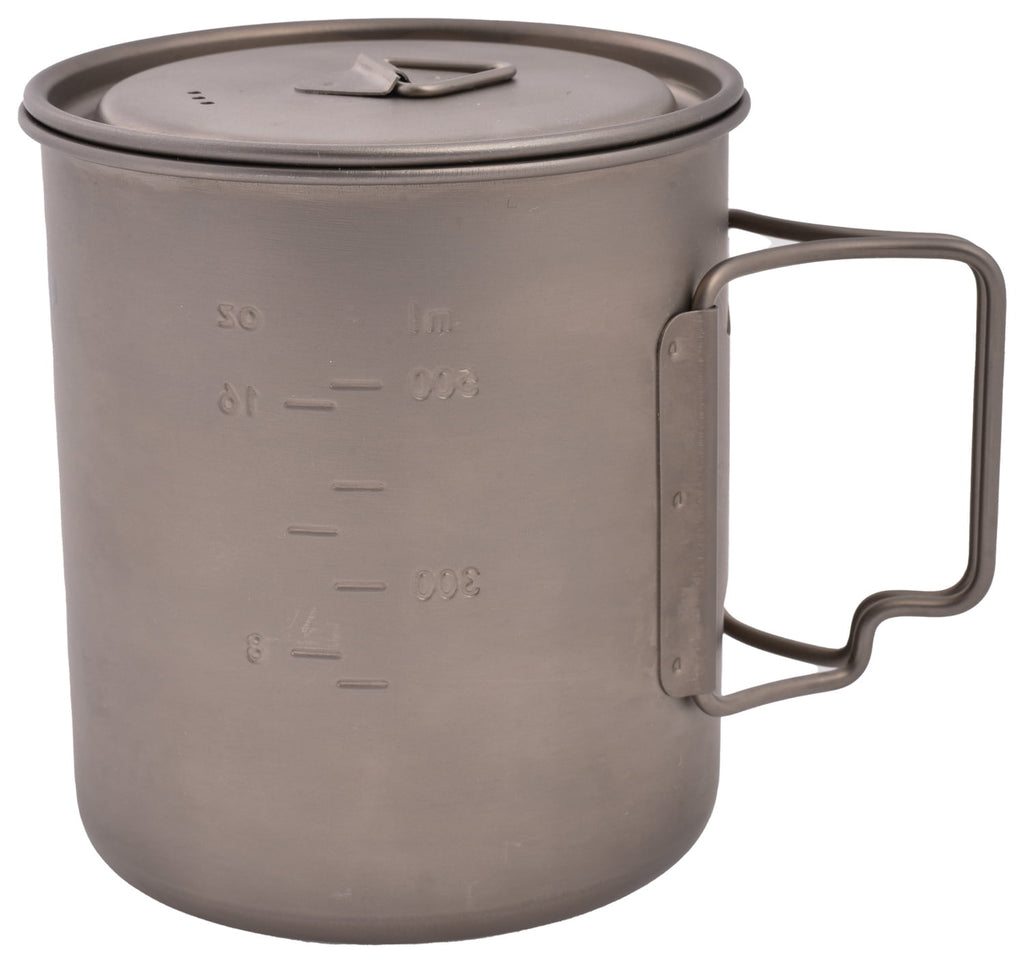 Olicamp Titanium Space Saver Mug with Lid, Nests Nalgene Bottle Inside, Lightweight and Compact, Perfect for Camping and Backpacking, 750mL 6U7K