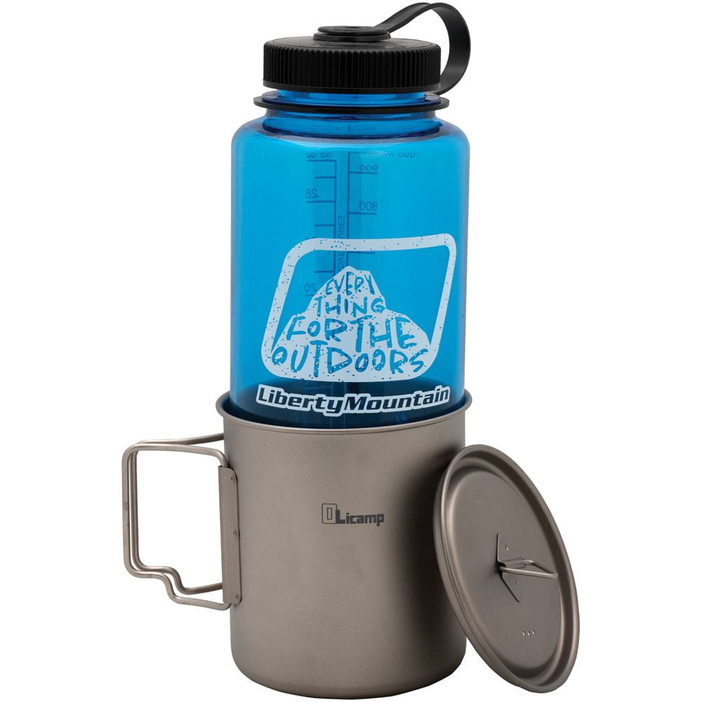 Olicamp Titanium Space Saver Mug with Lid, Nests Nalgene Bottle Inside, Lightweight and Compact, Perfect for Camping and Backpacking, 750mL 6U7K